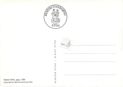 Kloster Ettal — vista invernal — Buch-Kunstverlag Ettal, n° 8107 — Verso