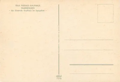 Passage-Kaufhaus Saarbrücken — Peka — Verlag TH Klein GmbH, Saarbrücken 712/28 — Verso