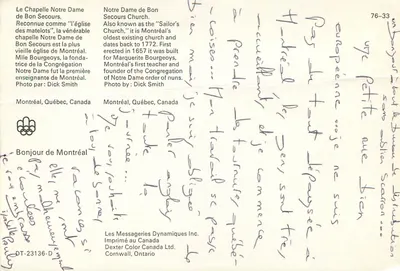 Kościół Najświętszej Pani Pieknej — Montreal 1976 — Les Messageries Dynamiques Inc. — Rewers
