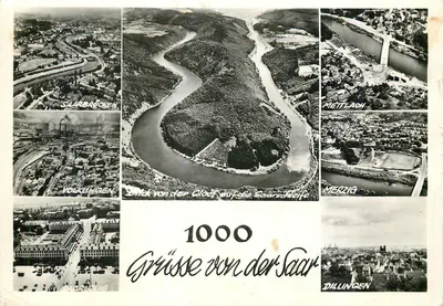 Visão aérea da Saar — Saarbrücken, Mettlach, Merzig, Dillingen — 1000 Grüss von der Saar
