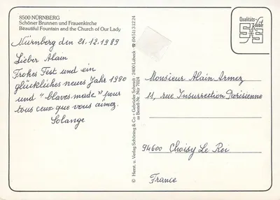 Núremberg — Fonte Schöner e Igreja das Mulheres — Editora Schöning & Co + Gebrüder Schmidt — Verso