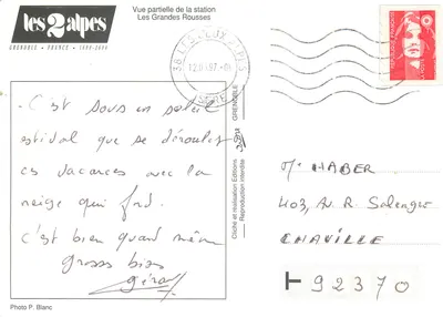Les 2 Alpes — Częściowy widok stacji Les Grandes Rousses — Wydawnictwo Les 2 Alpes — Rewers