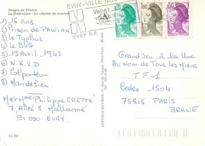 Evry - Essonne 91 — Editor: Edições RAYMOND, n° 91.62 — Verso