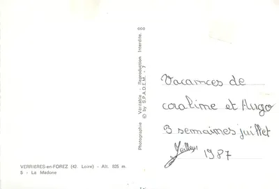 Verrières-en-Forez — A Virgem — S.P.A.D.E.M. — Verso