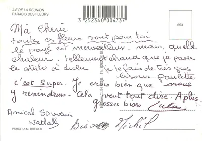 Ilha de La Réunion — Paradis des Fleurs — Edições CLIN D'OEIL n°653 — Verso