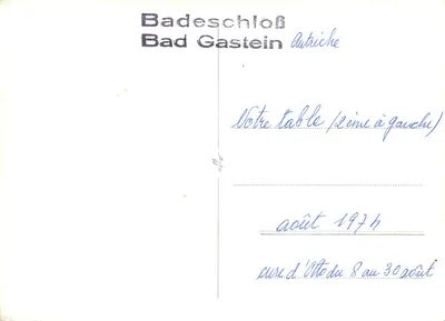 Badeschloß Bad Gastein — Áustria — editor desconhecido — Verso