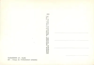Cucugnan (11. Aude) — Virgem do Embarazo — Combier Impressor Macon — Verso