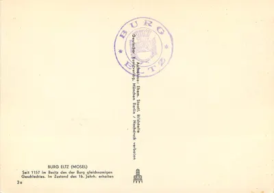 Castello di Eltz — Mosella — Edizione Deutsche Kunstverlag, Monaco — Verso