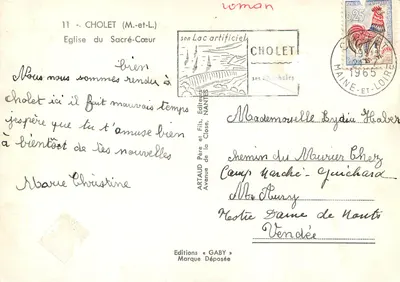 Igreja do Sagrado Coração — Cholet — Éditions Gaby — Verso