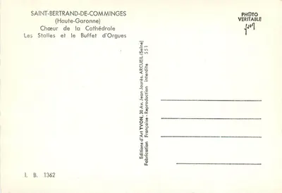 Saint-Bertrand-de-Comminges — Chór katedry, Stale i Bufet Organi — Éditions d'Art Yvon, n° 1362 — Rewers