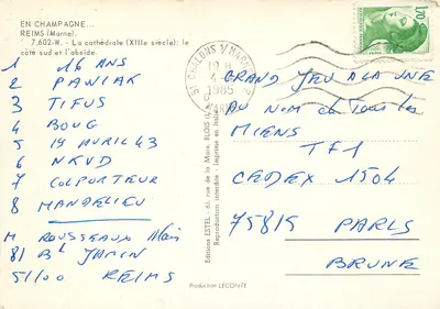 Reims — Catedral (século XIII) — lado sul e abside — Éditions Blois — Verso