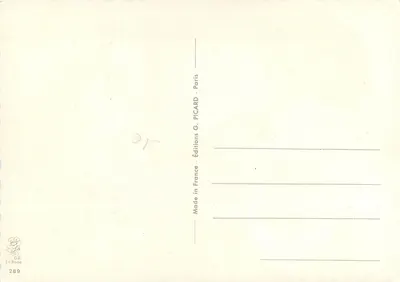 Rosas — buquê de rosas vermelhas e rosas sobre fundo azul — Edições G. PICARD, Paris — Verso