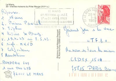 Le Mans, Velhas casas do Pilier Rouge (século XVI) — Edições Jipé-Maison Georget — Verso