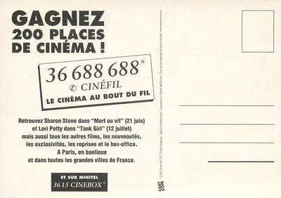 Sharon Stone i Lori Petty — reklama dla Cinéfil — wydawca V. Boulet-Willameau — Rewers