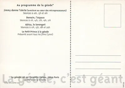 La géode, to ogromne — reklama kina sferycznego w Paryżu — Rewers
