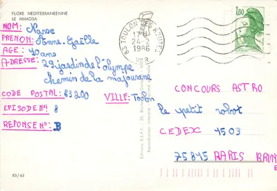 Flora mediterrânea — Mimosa — Éditions S.E.P.T. n°85/43 — Verso