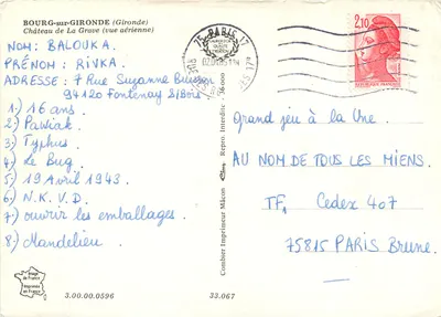 Castelo de La Grave — vista aérea — Imprimerie Combier — Verso