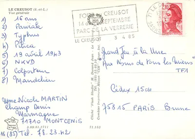 Le Creusot (S.-et-L.) — Vista geral — Cliché 'Flash Studio' M. Durand Jean — Verso