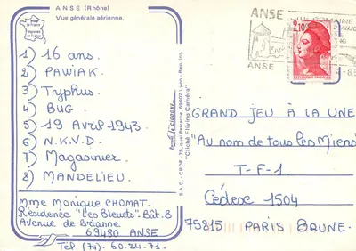 Anse (Rhône) — Ogólny widok z powietrza — Wydane w Francji — Rewers