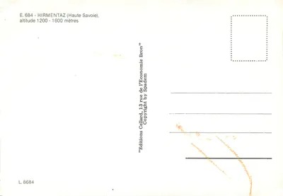 Hirmentaz — estação de esqui — Edições Cellard de l'Économie Bron — Verso