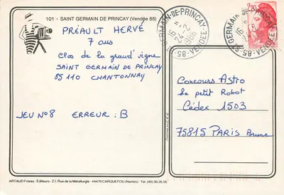Saint Germain de Princay — Vista panorâmica — Artaud Frères, Jeu n°8 — Verso
