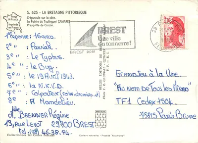 A Ponta do Toulinguet — Crepúsculo na costa — Edições da Bretanha — Verso