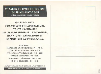 Salão do Livro Infantil na Seine Saint-Denis — 11ª edição — Prefeitura de Montreuil — Verso