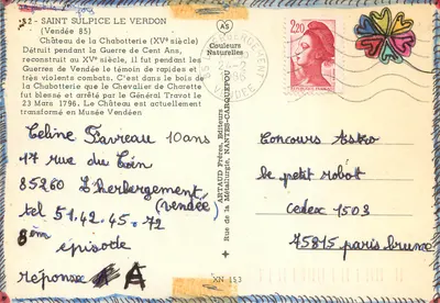 Zamek Chabotterie — Saint-Sulpice-le-Verdon (Vendée) — Artaud Frères, Nantes — Rewers