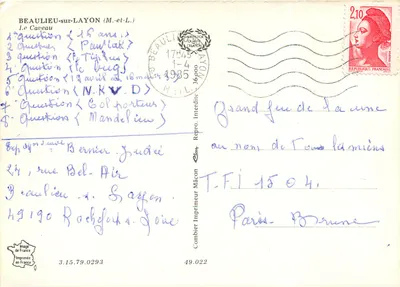 Beaulieu-sur-Layon — O Caveau — Imprimeur Combier — Verso