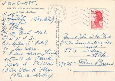 Berck-sur-Mer — farol e dunas — MAGE — Verso