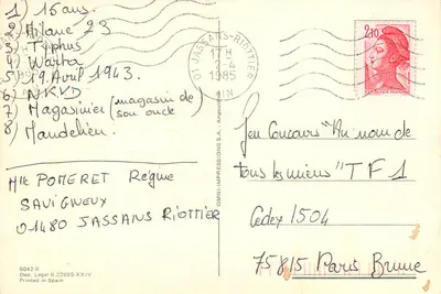 Menina com vestido azul e chapéu amarelo — ilustração de BAR648 — editor OMNI-IMPRESSIONS S.A. - Angoulême — Verso