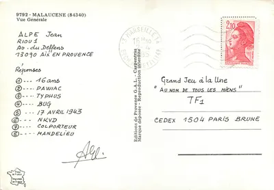Malaucène — Vista Geral — Edições da Provença G.A.L. — Verso