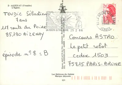 Aizenay (Vendée) — A Igreja — Editor Pierre Artaud & Cie, n°2 — Verso