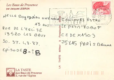 Widok Baux-de-Provence — autor Jacques LEBRUN — wydawca LA TASTE — Rewers
