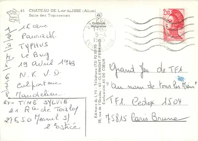 Castelo de Lapalisse — Sala das Tapeçarias — Éditions du LYS — Verso