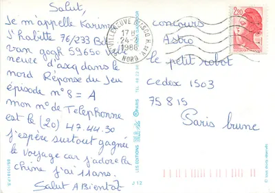 Carta postal artística — 'Eu te amo' — Les Éditions BLA — Verso