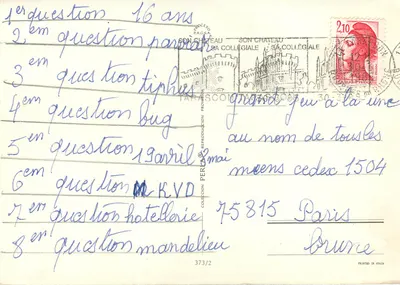 Vista invernal com carruagem — Boa Ano — editor Son Château, SA Collégiale — Verso