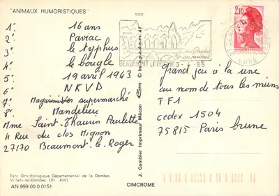Stork — Si jeunesse savait! — J. Combier Imprimeur — Verso