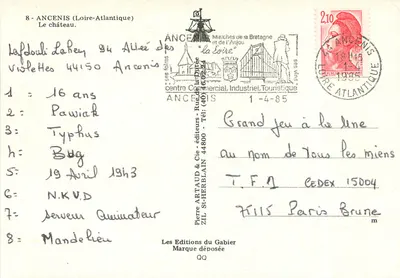 Castelo d'Ancehîs — Bretanha — editor Pierre Artaud & Cie — Verso
