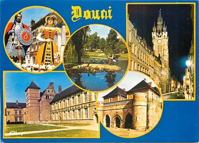 Douvini — Collage de monumentos e personagens — Impressor Castera, Douai
