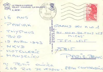 Dampfzug "La Galoche" — Velay-Vivarais — Éditions Cellard — Rückseite