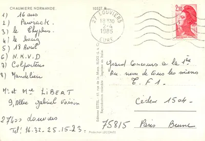 Normandzka chatka drewniana — Wydawca Estel, n° 10527 R — Rewers
