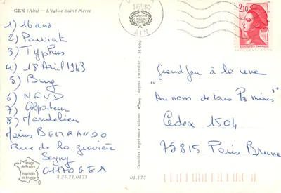 Gex (Ain) — A Igreja de São Pedro — Cing — Verso
