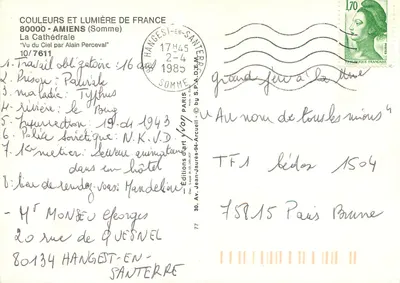 Katedra w Amiens — Widok z nieba przez Alaina Percevala — Wydawnictwo Jean-Jaurès-94-Arcueil — Rewers