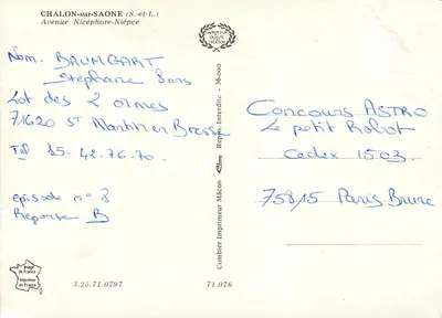 Chalon-sur-Saône — Avenue Nicéphore-Niépce — Editore Combier, serie 36.000 — Verso