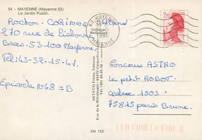 Jardim Público de Mayenne — Mayenne 53 — editor ARTAUD Frères — Verso