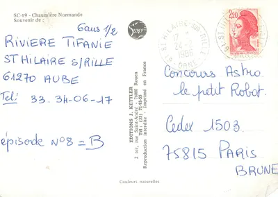 Chalé normando — Lembrança de St-Hilaire-sur-Rille — Edições J. Kettler — Verso