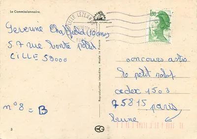 Dziecko z chlebem i mleczkiem — Montine — wydawca Coblevas Naturelles, nr 8 — Rewers
