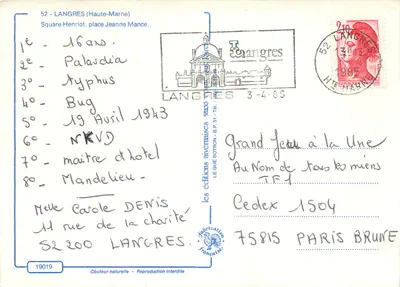 Langres — Plac Henriot, plac Jeanne Mance — Wydawnictwo nivernais — Rewers