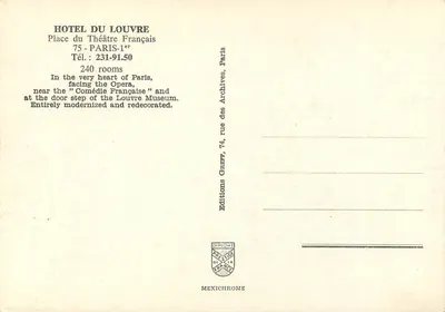 Grand Hotel du Louvre — Chaîne Concorde — Éditions Diplôme — Rückseite